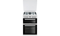 BEKO EDG6L33W 60cm Gas with LPG Option Cooker White with Double Oven 4 Burner Hob