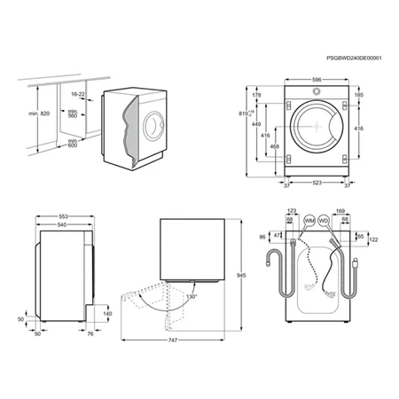 AEG LF7C8636BI Built in 8kg Washing Machine with 1600 rpm