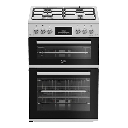 BEKO EDG6231W 60cm Twin Cavity Gas Cooker with Enamel Hob