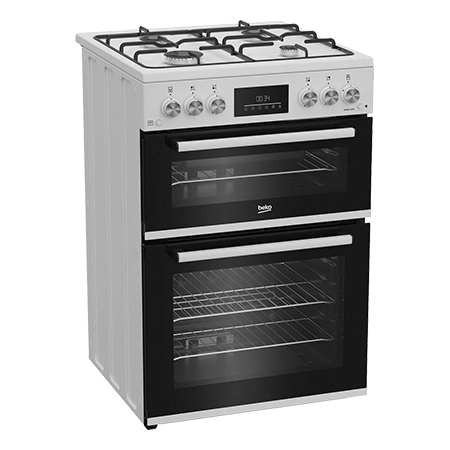 BEKO EDG6231W 60cm Twin Cavity Gas Cooker with Enamel Hob