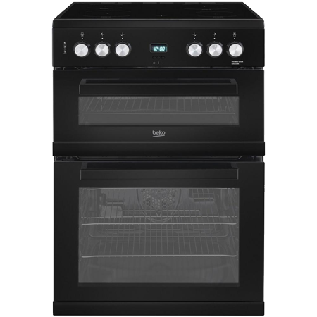 BEKO EDC633K 60cm Electric Cooker Black with Double Oven 4 Zone Ceramic Hob