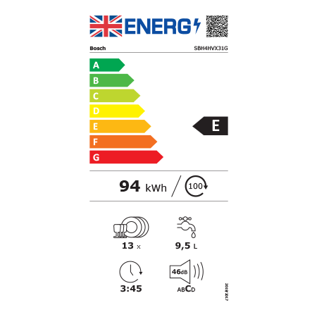 BOSCH SBH4HVX31G Fully-integrated dishwasher