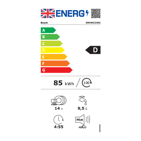 BOSCH SMV4HCX40G Serie 4 60cm Fully integrated dishwasher