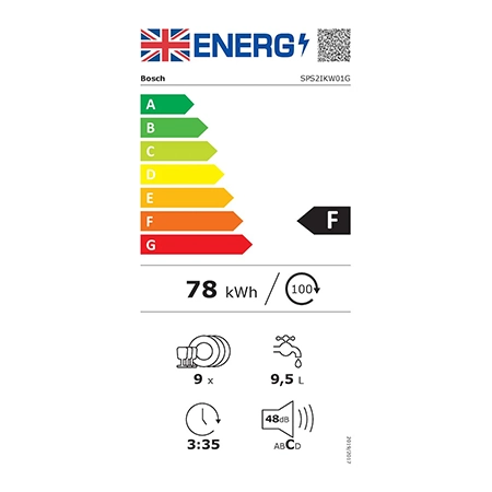 BOSCH SPS2IKW01G 9 Place Settings Freestanding Slimline Dishwasher