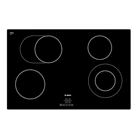 BOSCH PKN811D17E Classixx 80cm 4 Zone Ceramic Hob with Touch Controls - black glass