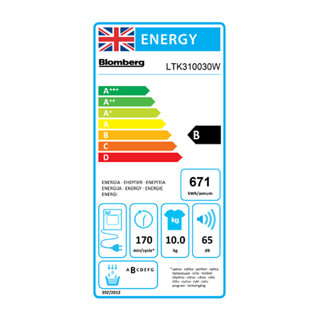 Blomberg LTK310030W 10kg Condenser Tumble Dryer - White