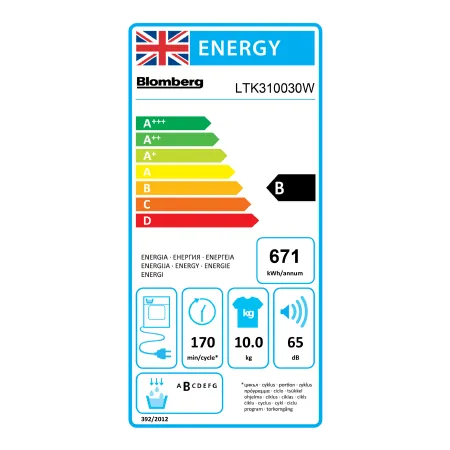 Blomberg LTK310030W 10kg Condenser Tumble Dryer - White