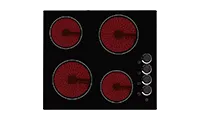 CATA UBCH60KCR 60cm Black 4 Zone Ceramic Hob With Rotary Controls