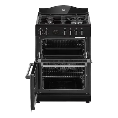 Creda C60DFMRBL 60cm Traditional Mini Dual Fuel Range Cooker with 4 Gas Burners including Wok Burner