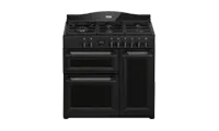 Creda C90RCDFTA Creda 90cm  3 Cavity Dual Fuel Range Cooker with 5 Burner Gas Hob including Wok burner in Black colour