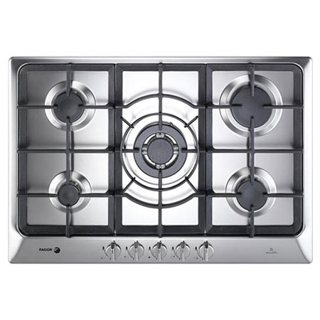 Fagor 5fi5glstx 750mm Gas Hob With Wok Burner And 5 Zones In