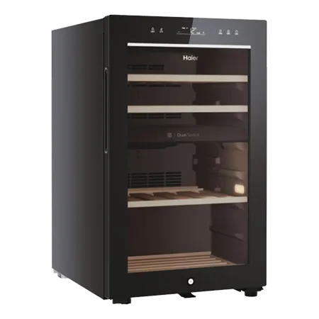 Haier HWS42GDAU1 Freestanding   42 Bottle Dual Zone Wine Cooler in Black