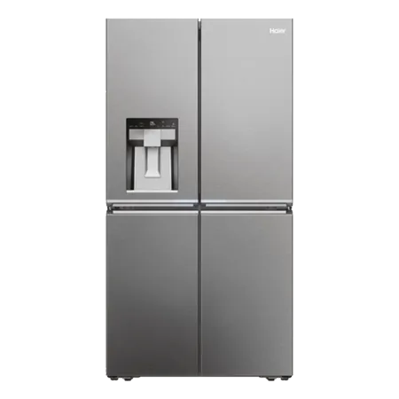 Haier HCR7918EIMP 90cm Freestanding American Fridge Freezer in Platinum Inox