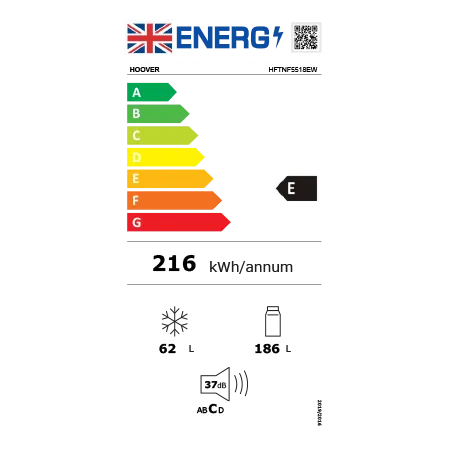 Hoover HFTNF5518EW Built In Fridge Freezer