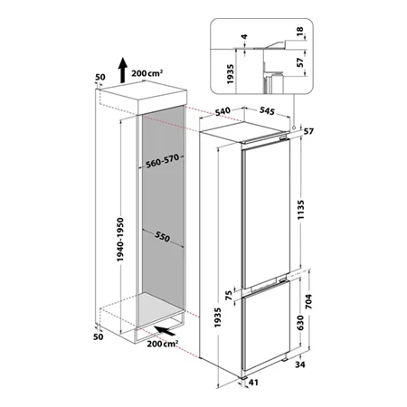 Hotpoint HTC20T322 Built-in tall frost free fridge freezer