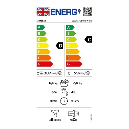Indesit EWDE761483WUK 7kg/6kg 1400 Spin Washer Dryer  in White