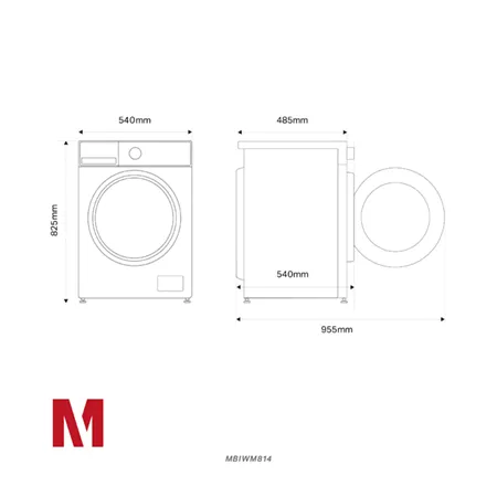 Montpellier MBIWM814 8Kg Integrated Washing Machine in White