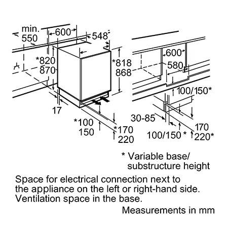 NEFF K4336XFF0G Built Under Fridge with Ice Box