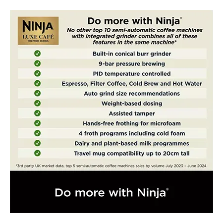 Ninja ES601UKBK Luxe Café Premier Espresso Machine - Midnight Black Ninja ES601UKBK Luxe Café Premier Espresso Machine - Midnight Black