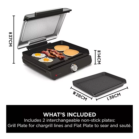 Ninja GR101UK Sizzle Grill & Flat Plate