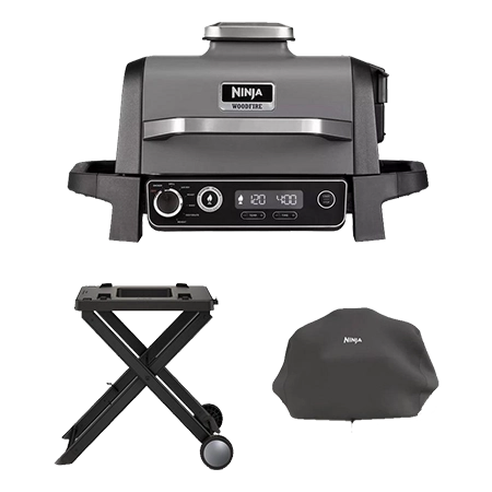 Ninja OG701UKGRILLKIT Electric BBQ Grill & Smoker with Cover and Stand