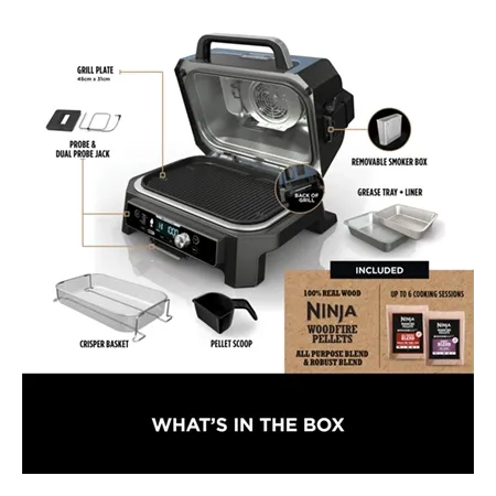 Ninja OG901UKACCKIT Woodfire Grill & Smoker + Accessories Bundle