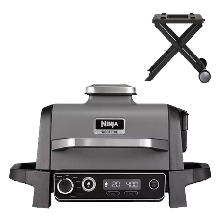 Ninja OG701UKGRSTDKIT Woodfire Electric BBQ Grill with Stand