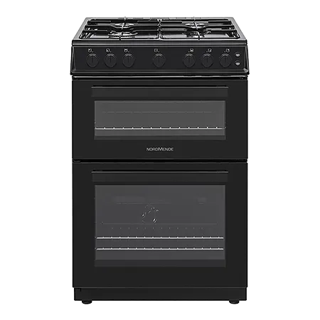 NordMende CTG62BK 60cm Freestanding Twin Cavity Gas Cooker in Black