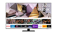SAMSUNG QE55Q700T 55" 8K QLED Smart TV Titan Black finish with Bluetooth and WiFi enabled.