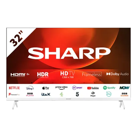 SHARP 1T-C32FH2KL2AW 32" HD Ready Frameless White TV