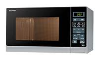 SHARP R372SLM Freestanding 900W Microwave Oven with Touch Controls in Silver 