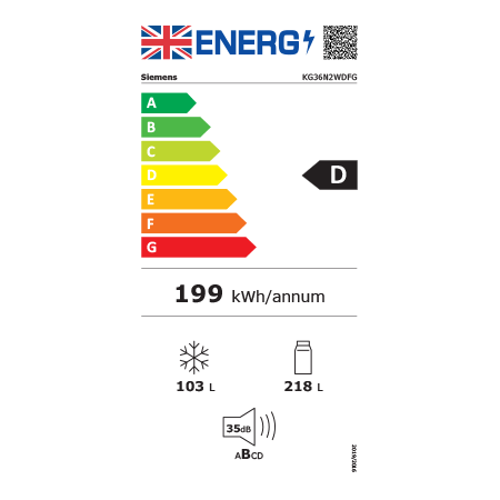 SIEMENS KG36N2WDFG Free-standing fridge-freezer