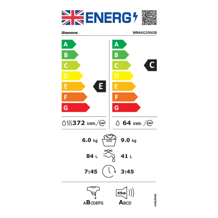 SIEMENS WN44G290GB 9kg/6kg Freestanding Washer Dryer