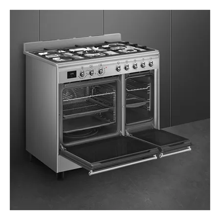 Smeg CX92GM 90cm Dual Fuel Range Cooker in Stainless Steel