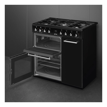 Smeg CX93GMBL 90cm Dual Fuel Range Cooker - Black