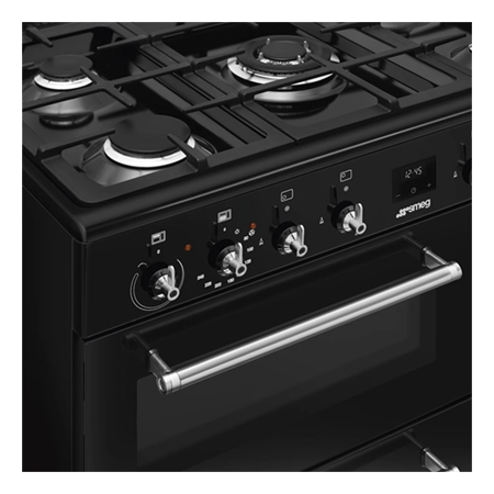 Smeg CX93GMBL 90cm Dual Fuel Range Cooker - Black