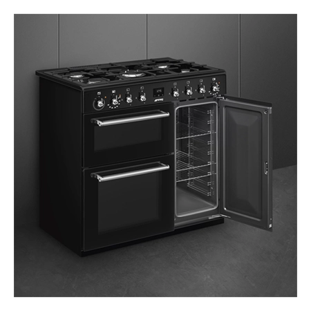 Smeg CX93GMBL 90cm Dual Fuel Range Cooker - Black