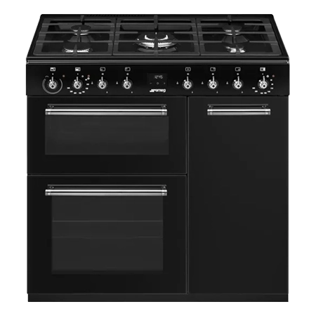 Smeg CX93GMBL 90cm Dual Fuel Range Cooker - Black