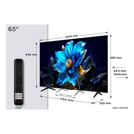 TCL 65P7K-UK 65" 4K QLED Direct LED HDR Google TV