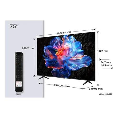 TCL 75V6C-UK 75" 4K Direct LED HDR TV Google TV