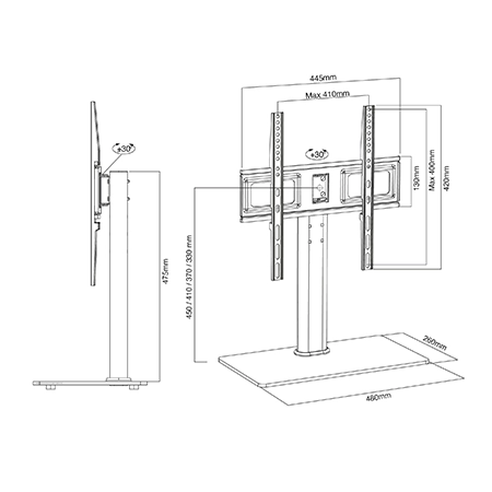 TTAP TT44S Height Adjustable Swivel Tabletop Pedestal TV Stand