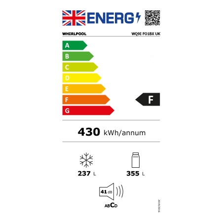 Whirlpool WQ9IFO1BXUK Fridge Freezer - Black Steel