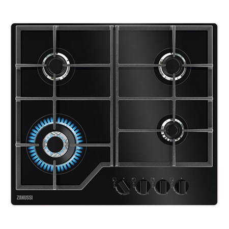 Zanussi ZGGN645K 60cm Gas Hob on Glass with 4 Burner in Black colour