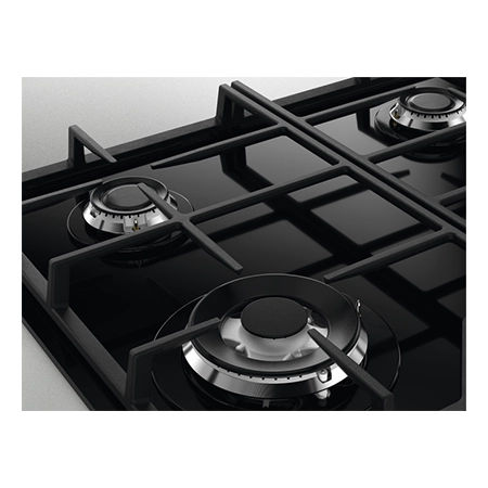 Zanussi ZGGN645K 60cm Gas Hob on Glass with 4 Burner in Black colour