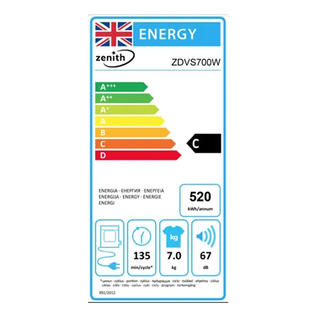 Zenith ZDVS700W 7kg Vented Tumble Dryer